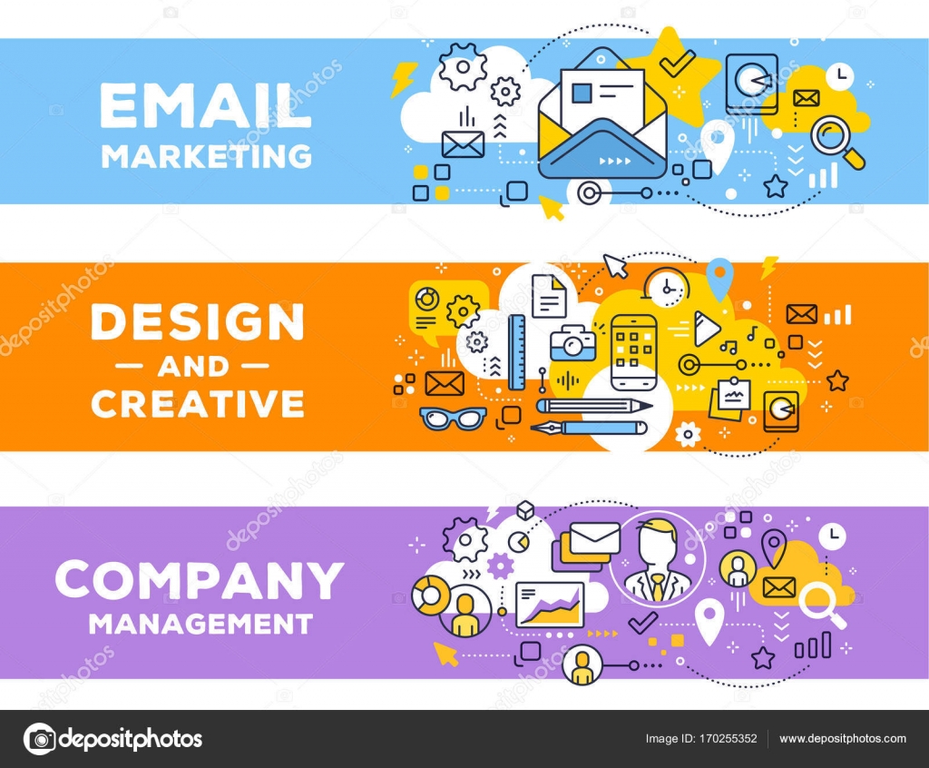 バナー イラスト ビジネスの要素を持つベクトルを設定します 電子メール ストックベクター C Wowomnom