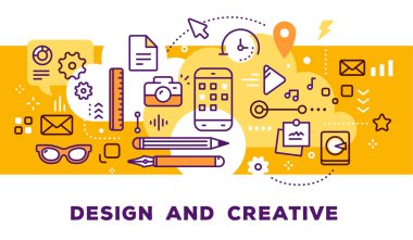 Vektör çizim araçları, telefon, nesneler ve simgeler kümesi. D