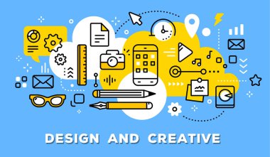 Vektör çizim araçları, telefon, nesneler ve simgeler kümesi. D