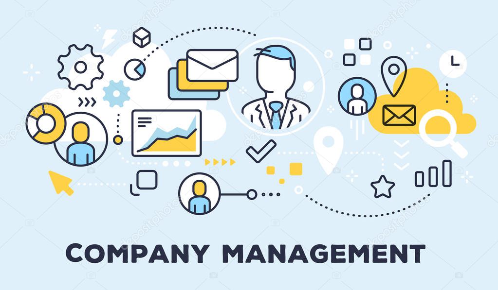 Vector illustration of communication business people, graph and 