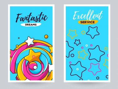 Yıldız illüstrasyon vektör tebrik şablonu. Büyük döndürdüm sha