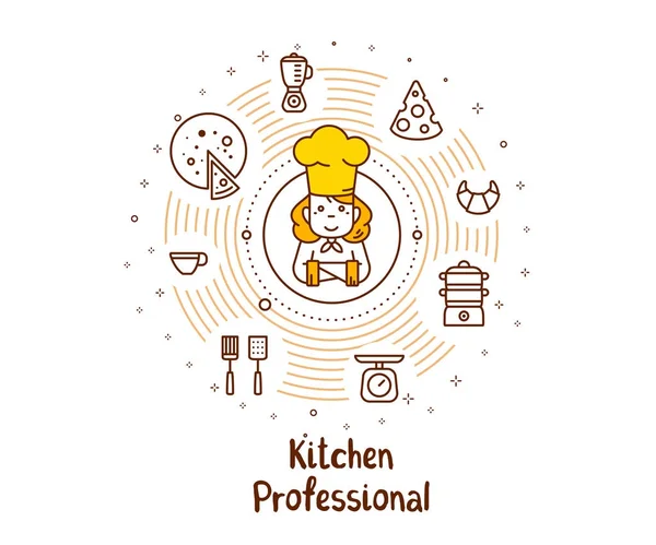 Conceito de culinária criativa no fundo branco. Vector illustratio — Vetor de Stock