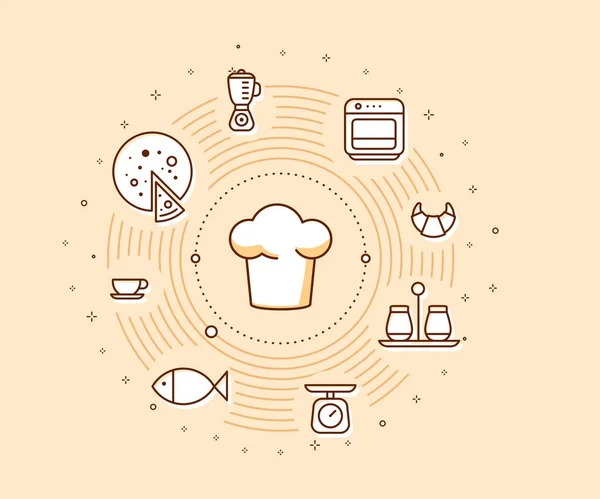 Conceito de culinária criativa no fundo claro. Vector illustratio — Vetor de Stock