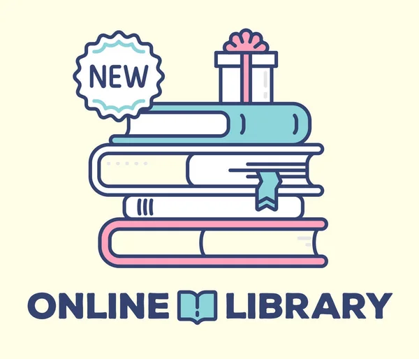 Online-Bibliothekskonzept auf hellem Hintergrund mit Titel. Vektor il — Stockvektor