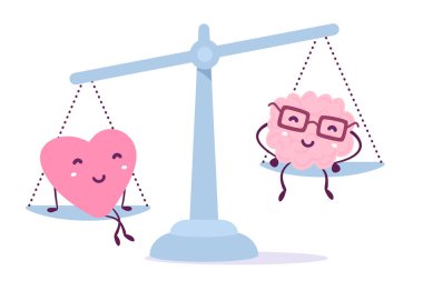 Pembe renk kalp ve insan beyni gla ile vektör çizimi