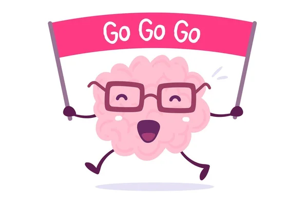 Inspirador concepto de cerebro de dibujos animados. Ilustración vectorial de col rosa — Vector de stock