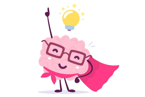 Vektor ilustrasi warna merah muda Otak manusia dengan kacamata sebagai - Stok Vektor