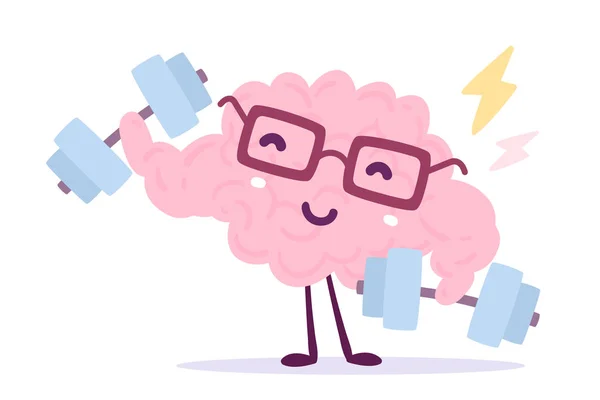 Vector εικονογράφηση του ροζ χρώματος χαμόγελο εγκεφάλου με γυαλιά εύκολο — Διανυσματικό Αρχείο
