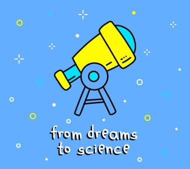 Büyük teleskop vektör rengi çizim. Uzay gözlem ca