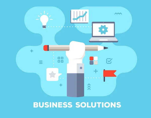 Концепция бизнес-решения на синем фоне с названием. Вектор — стоковый вектор