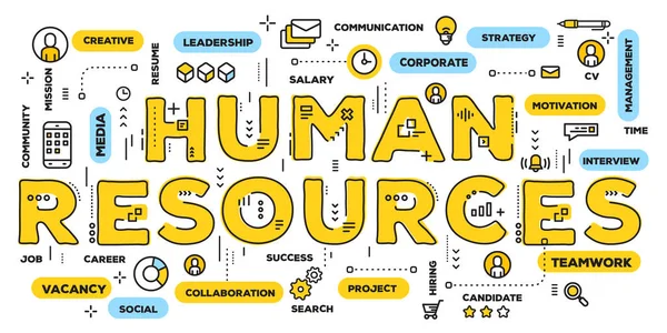 人类资源的矢量创意例证黄字 — 图库矢量图片