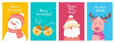 Noel Baba, Kardan Adam ve Noel Baba 'nın vektör seti.