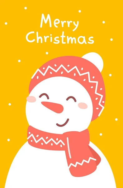 Ilustración vectorial del retrato de muñeco de nieve con sombrero rojo y cicatriz — Vector de stock