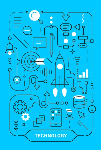 Векторная Креативная Бизнес Концепция Космическим Кораблем Синем Фоне Вертикальная Иллюстрация — стоковый вектор