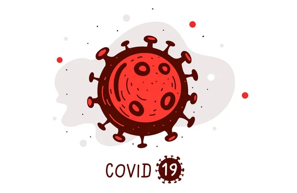 危険なウイルスのベクトル図は白い背景に19をCovid コロナウイルス病の概念 ウェブ サイト ポスター バナー ラベルのための2019 Convのフラットラインアートスタイルのデザイン — ストックベクタ