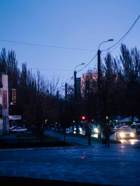 Капли Дождя Городской Луже — стоковое фото