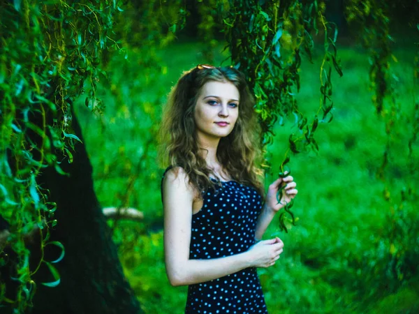 Portrait Stylish Blonde Girl — Stock Photo, Image