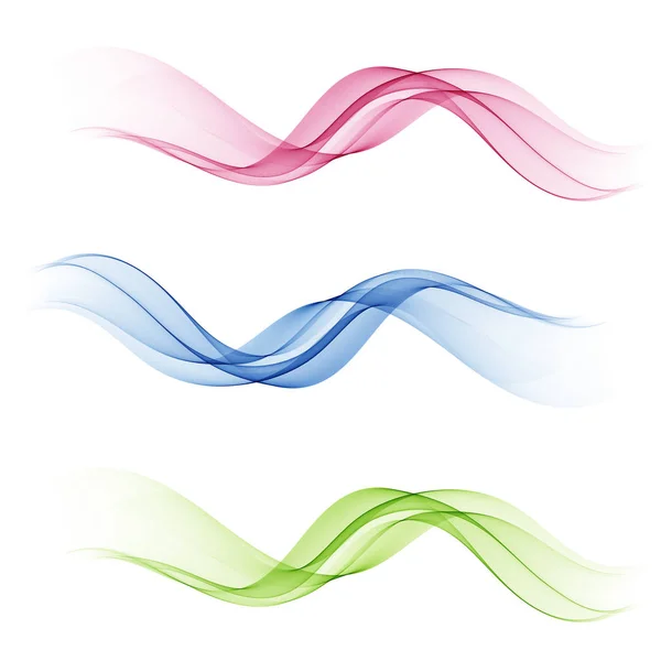 Set of abstract color wave. Color smoke wave. Transparent color wave. Blue, pink,green color. Wavy design.Vector — Stock Vector