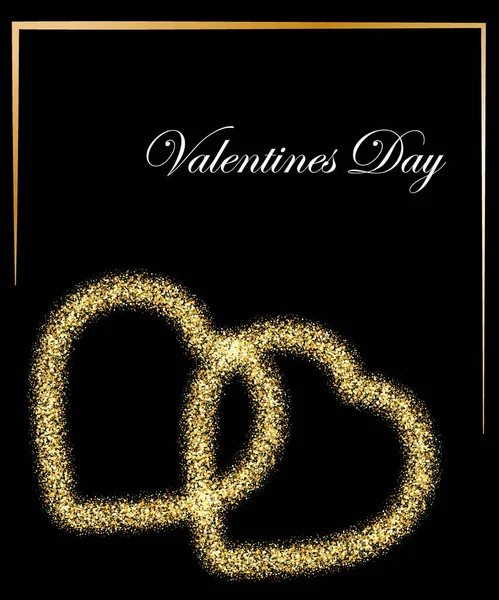 Tarjeta feliz día de San Valentín con oro brillante estrella polvo corazón, chispas de oro en negro vector de fondo eps10 — Vector de stock
