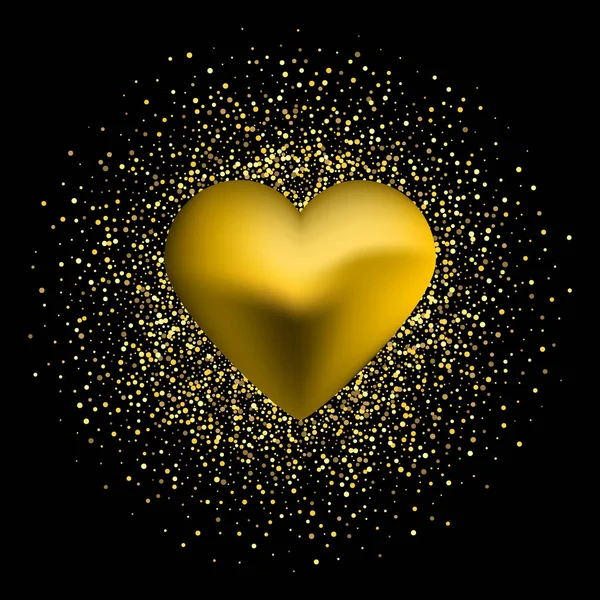 Золоте серце ізольовано на прозорому фоні. Щасливий день Святого Валентина шаблон вітальної листівки. Векторні ілюстрації eps10 — стоковий вектор