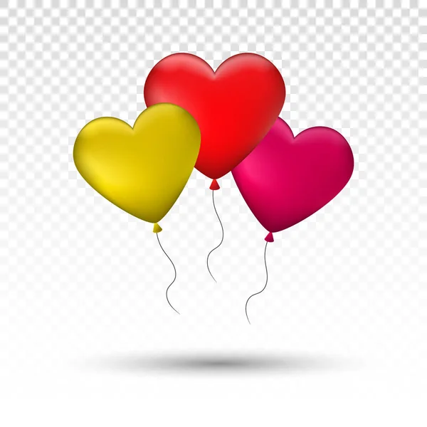 Vector holiday illustration of flying bunch of red balloon hearts. Happy Valentines Day eps10 — Wektor stockowy