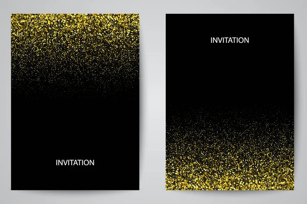 Gold funkelt auf schwarzem Hintergrund, Transparente. Goldenes Banner. Gold Club Banner mit Text. Banner, Logo, Web, Karte, vip, exklusiv, Geschenk, Luxus, Privileg, Gutschein, Geschäft, Geschenk, Verkauf. — Stockvektor