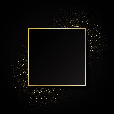 Altın parıltılı çerçeve. Altın taneli çerçeve. Altın konfeti arka planı. Vektör illüstrasyonu E10.