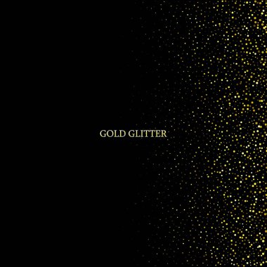 Altın parıltılı dokular. Koyu arkaplanda altın parıltılar. Altın rengi parıltı dokusu. Yeni yıl, düğün, doğum günü için yaratıcı bir davet. Altın parıltı dokusu. Modern moda vektör çizimi. Altın desen