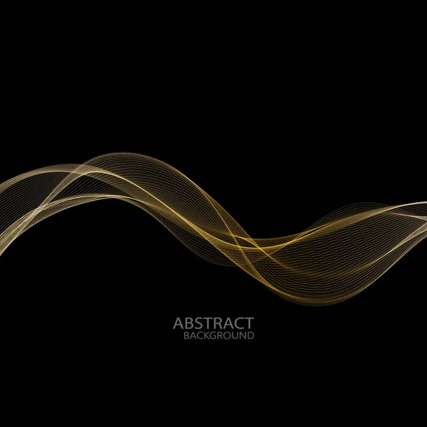 Elemento de diseño de onda dorada de color brillante abstracto con efecto brillo sobre fondo oscuro. eps10 — Vector de stock