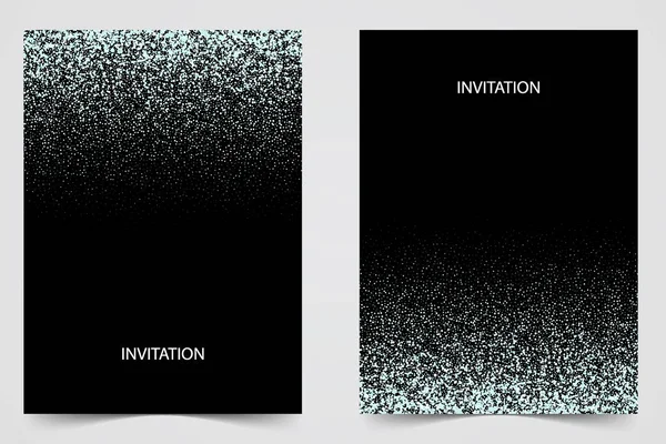 Два шаблона оформления приглашения с серебряными блестками. Праздничный дизайн открытки, приглашения, брошюры — стоковый вектор