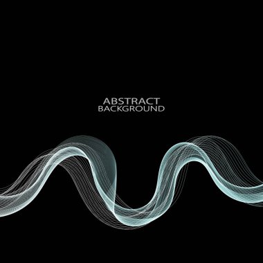 Siyah arkaplanda soyut gümüş dalgalar. Vektör illüstrasyonu Eps10