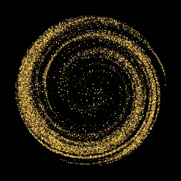Arany csillámpor nyomvonal csillogó részecskék egy fekete háttér. eps10 — Stock Vector