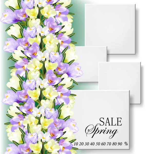 Die ersten Frühlingsblumen, ein Strauß Krokusse. Verkauf plakatgestaltung, verkauf. eps10 — Stockvektor