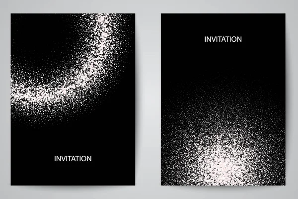Einladung zur Vektorvorlage, Grußkarte, Cover. Silber glitzernde Textur auf schwarzem Hintergrund. eps10 — Stockvektor