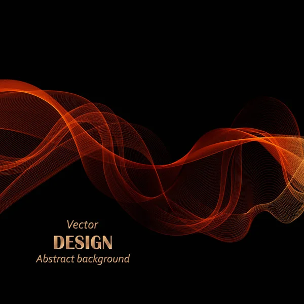 Vector Abstracto color brillante elemento de diseño de onda roja sobre fondo oscuro. Diseño científico o tecnológico eps10 — Vector de stock
