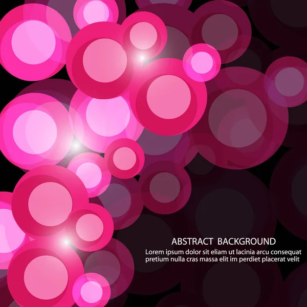 Abstrakter Vektor darck Hintergrund mit Kreisen rosa — Stockvektor