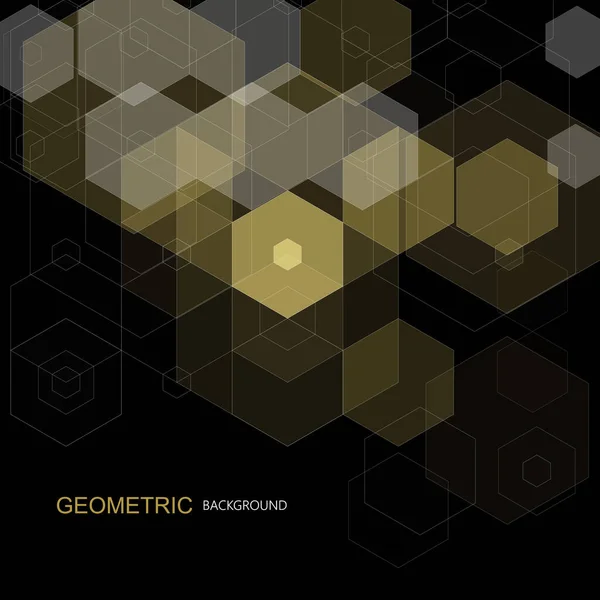 Tech geometric black background with hexagon texture. Vector design — Stock Vector