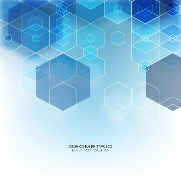 Vector Abstrakt geometrisk bakgrund. Mall broschyr design. Blå hexagonform — Stock vektor
