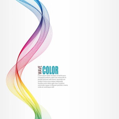 Soyut renkli dalga beyaz arkaplanda izole edildi. Modern iş tasarımı için vektör illüstrasyon. Fütürist duvar kağıdı. Sunum, kart, broşür ve broşür ögesi.