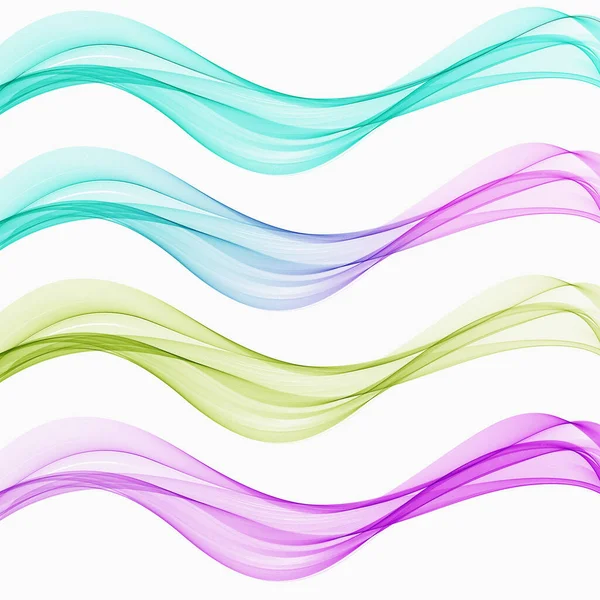 Set von abstrakten Farben Welle Rauch transparent blau lila grün welliges Design lila — Stockvektor