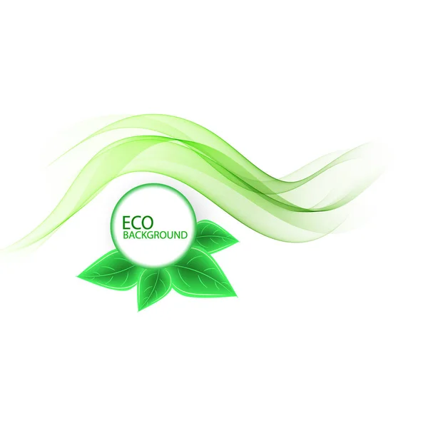 Fundo abstrato. Desenho de onda verde, vetor de linha. Banner ecológico — Vetor de Stock