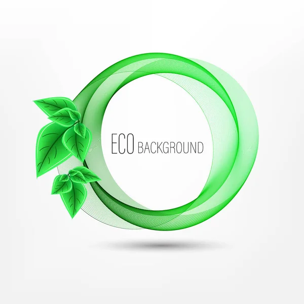 Groene abstracte achtergrond. Ronde eco template met bladeren en vonken voor zakelijke presentaties met lege ruimte voor uw tekst. Vector. — Stockvector