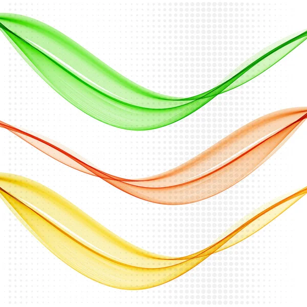 Set von abstrakten Farben Welle Rauch transparent rot orange grün welliges Design lila — Stockvektor