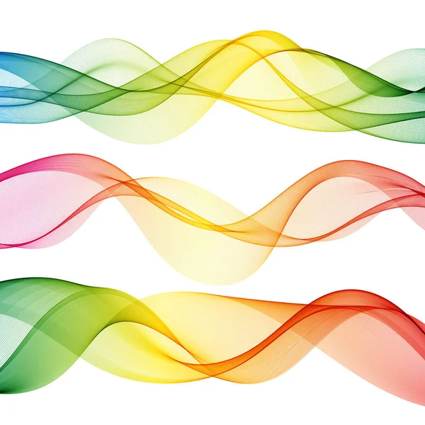Set aus farbigen transparenten Wellen. Regenbogen-Vektorwellen. Gestaltungselement — Stockvektor