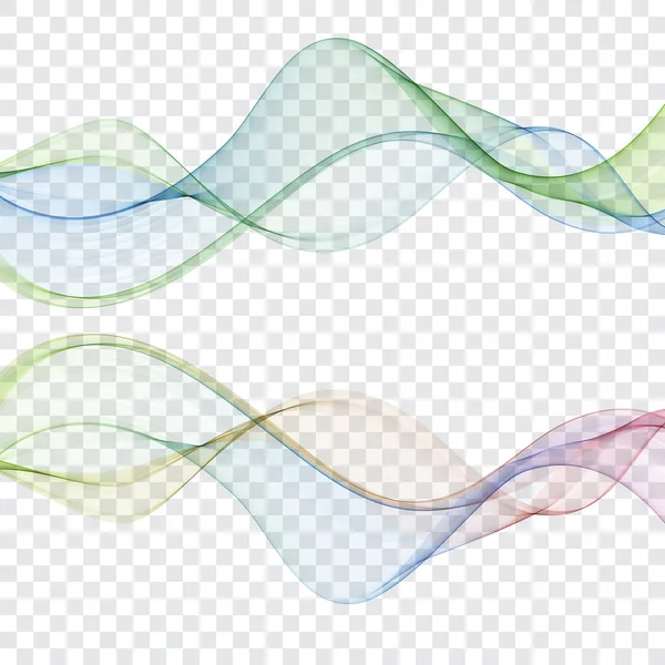 Zestaw abstrakcyjnych kolorowych fal odizolowanych na przejrzystym tle. Ilustracja wektora dla nowoczesnego projektowania biznesu. — Wektor stockowy