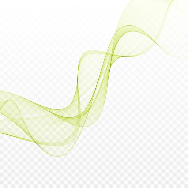 Ola de humo horizontal verde. Elegantes líneas vectoriales de onda sobre fondo abstracto — Vector de stock