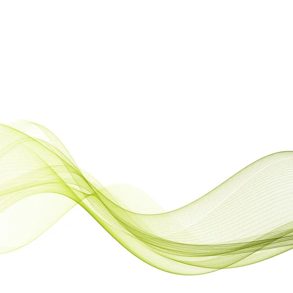 Πράσινο οριζόντιο κύμα καπνού. Κομψές διανυσματικές γραμμές κυμάτων σε αφηρημένο φόντο — Διανυσματικό Αρχείο