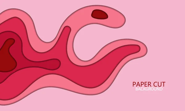 ピンクの紙が背景を切り取った。波状の層で質感抽象現実的な紙切り装飾。ベクトルイラスト。材料設計の概念 — ストックベクタ
