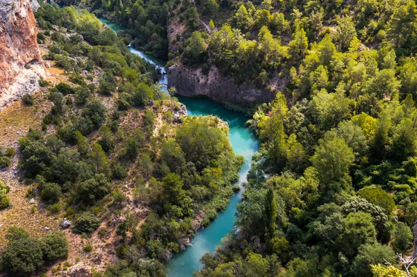 Εναέρια Άποψη Του Μαίανδρου Του Ποταμού Jucar Στην Cuenca Ισπανία — Φωτογραφία Αρχείου