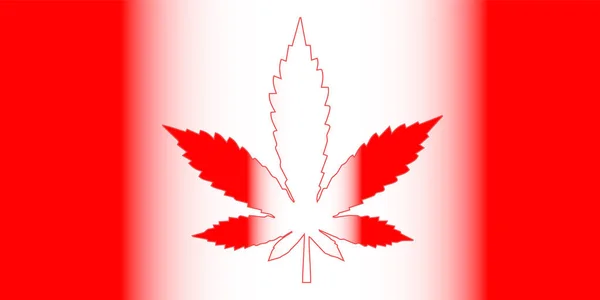 Flagga Kanada Med Ett Cannabisblad Med Degraderad Effekt Begreppet Legalisering — Stock vektor